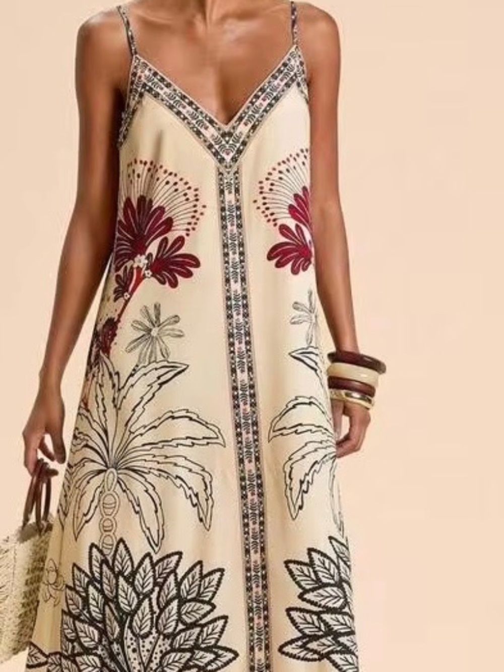 Boho Printed Backless Spaghetti Strap Dress NWOT